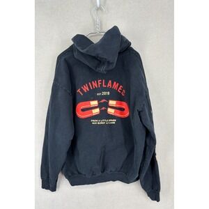 Twin Flames Hoodie Sweatshirt Mens XL Black Heavyweight Magnet Kangaroo Pocket